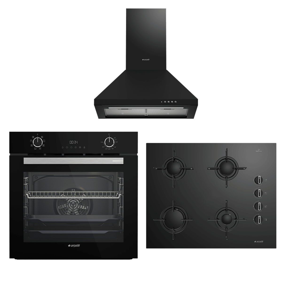 ARÇELİK SİYAH PRO SET (AFC 340 S - P 27 YS - OCD T 651 ES)