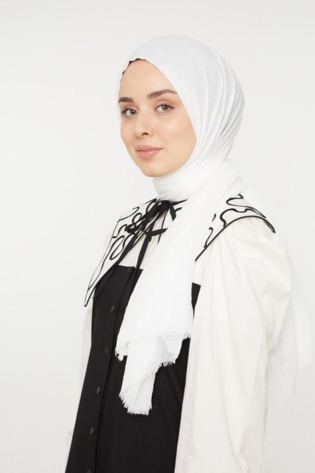 Bambu Kraş Şal - Beyaz