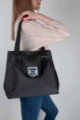 Pat Detaylı Change Time Siyah Su Geçirmez Shopper Kol Ve Omuz Çantası