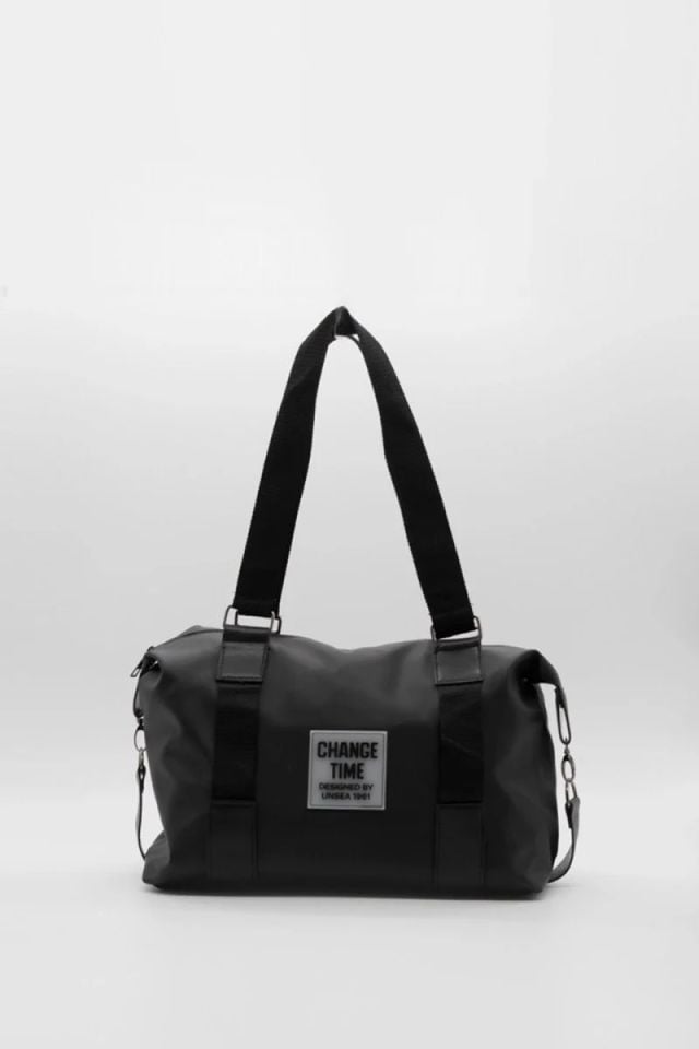 Çift Askılı Change Time Siyah Su Geçirmez Shopper Büyük Omuz Çantası