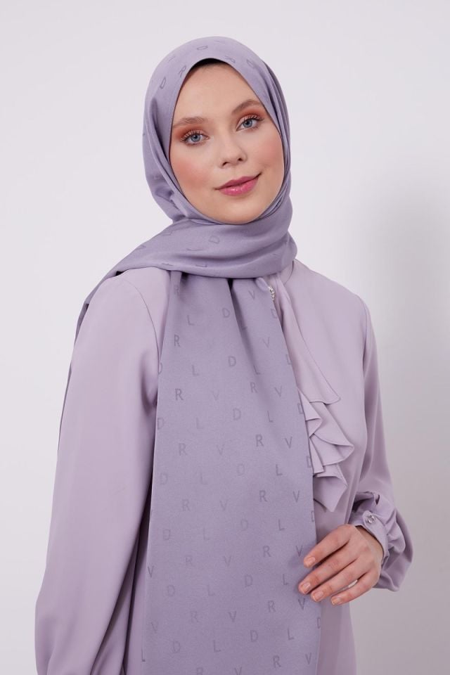 LVD Baskılı Jakarlı Şal - Füme