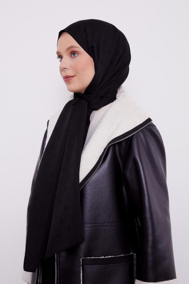 LVD Baskılı Jakarlı Şal - Siyah