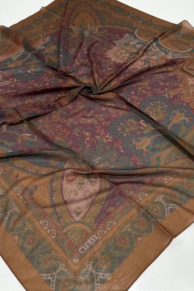 120x120 Etnik Desenli Soft Pamuk Vintage Eşarp - Kiremit