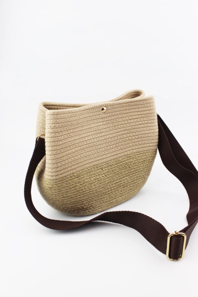 Çıtçıt Kapamalı Vizon Hasır Kadın Omuz Çantası 26x21x11 Cm