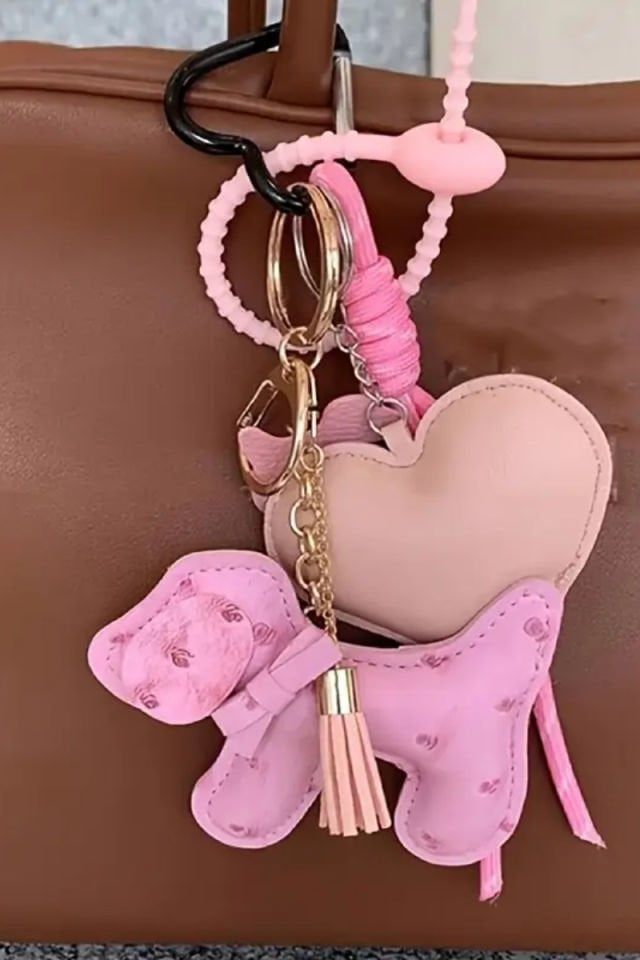 Pembe Köpek Charm Çanta Aksesuarları (Çanta Dahil Değildir)