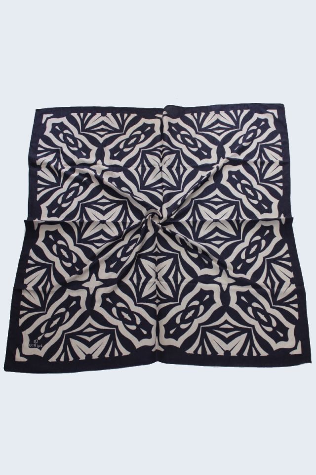 Vintage Desenli Bambu Kraş Eşarp - Lacivert
