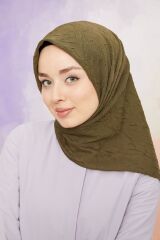 Bambu Pamuk Kraş Eşarp - Haki