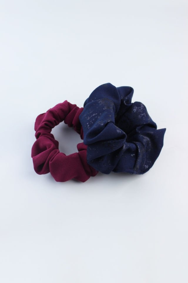 İkili Yumuşak Kumaş Lastik Toka Seti Simit Toka - Mürdüm, Lacivert