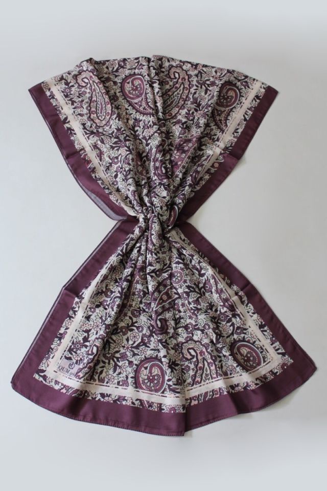 Etnik Desen Pamuklu Şal - Mürdüm