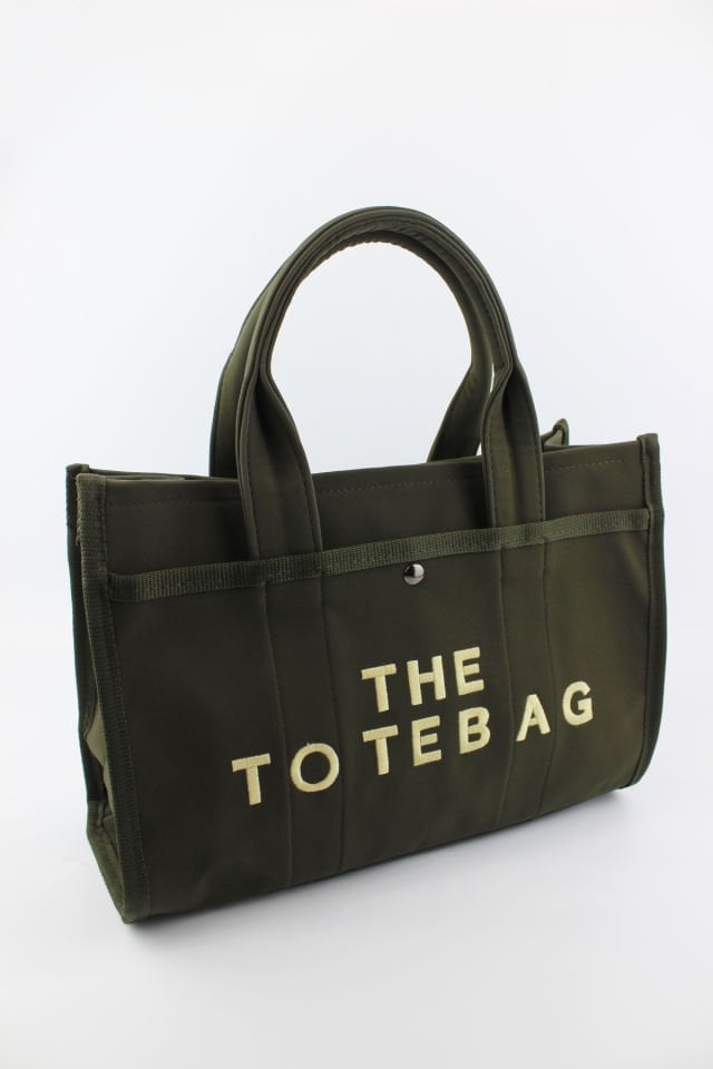 Tote Bag Baskılı Haki Su Geçirmez Kadın El ve Omuz Çantası 32x25x14 Cm