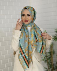 Siyane Scarf Osmanlı Desenli Pamuklu Şal - Nil Yeşili