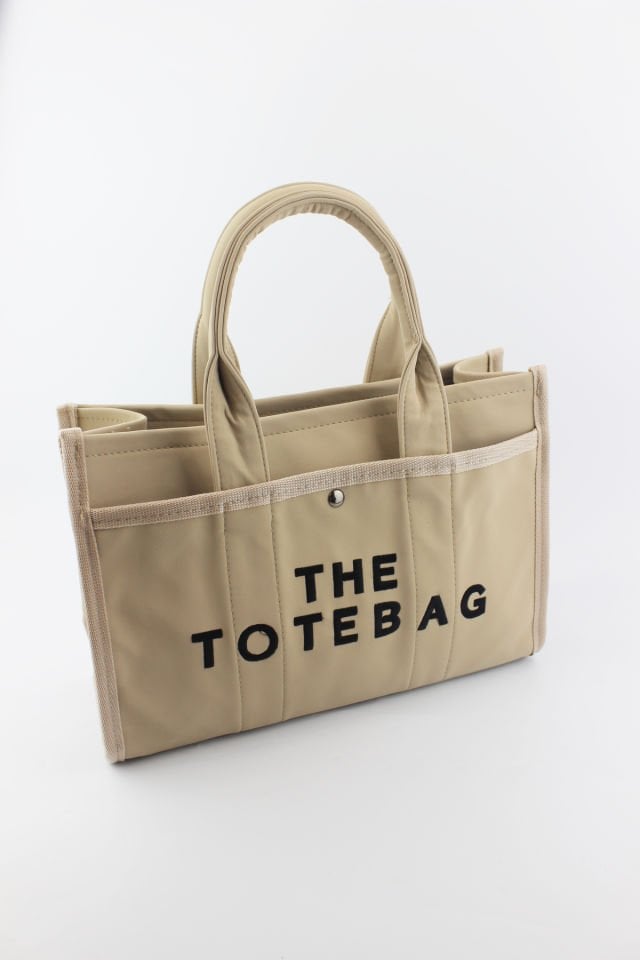 Tote Bag Baskılı Vizon Su Geçirmez Kadın El ve Omuz Çantası 32x25x14 Cm