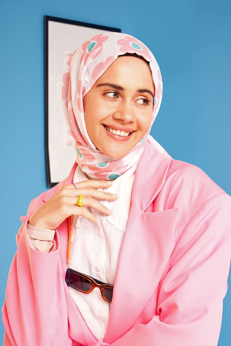Flores Desen Pamuk Şal - Pembe
