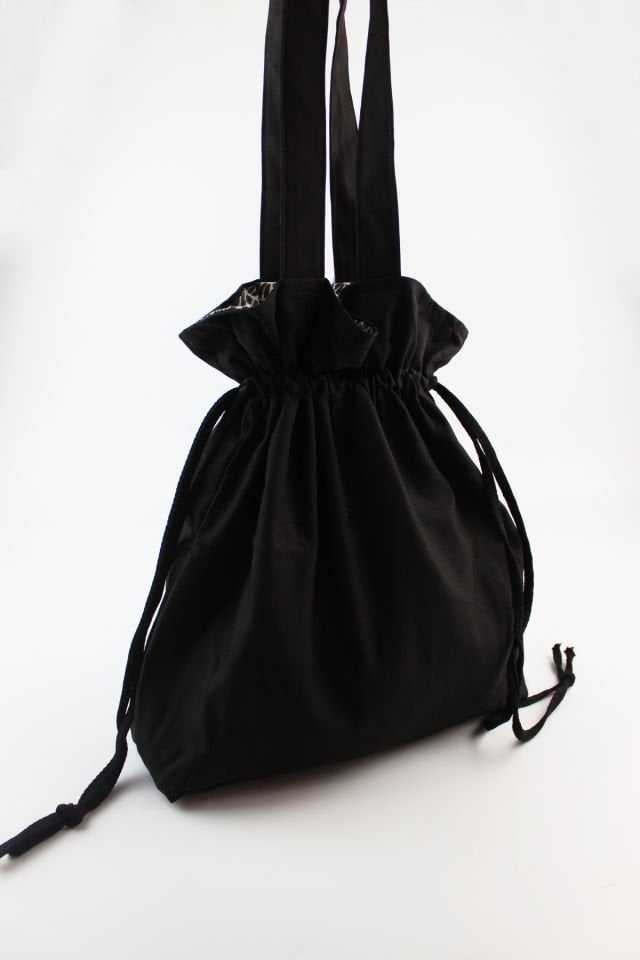 Desenli Siyah Shopper Çift Taraflı Bez Çanta 35x35x10 Cm