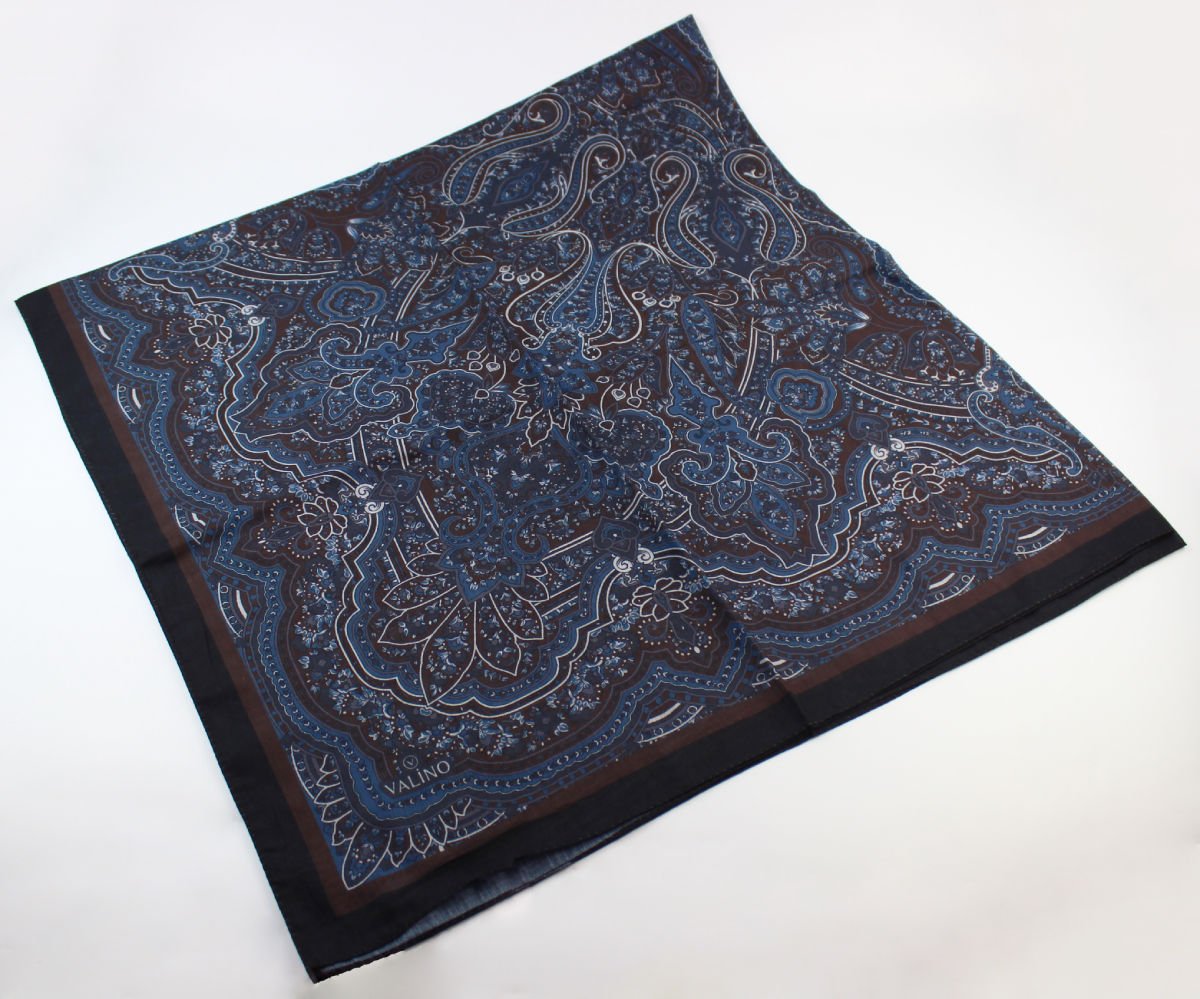 120x120 Etnik Desenli Pamuklu Vintage Eşarp - Siyah