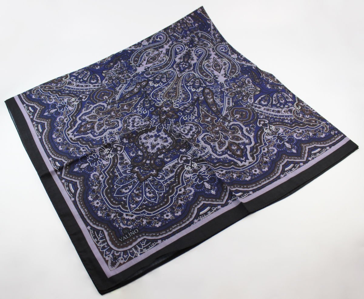 120x120 Etnik Desenli Pamuklu Vintage Eşarp - Morcivert