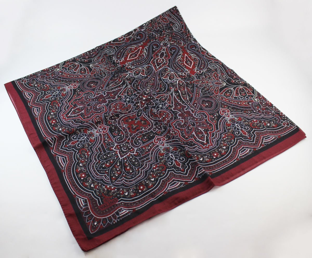120x120 Etnik Desenli Pamuklu Vintage Eşarp - Kırmızı