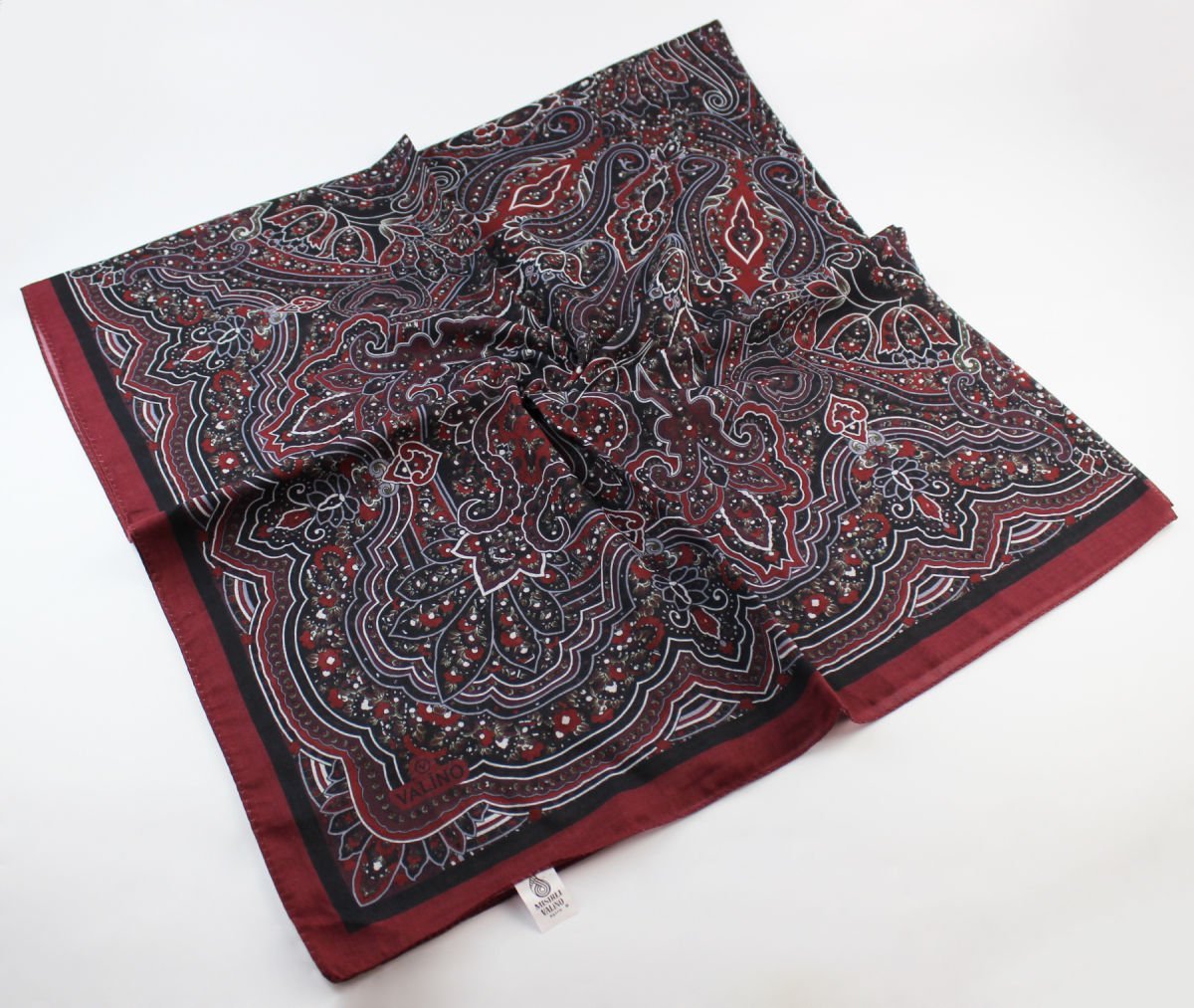 120x120 Etnik Desenli Pamuklu Vintage Eşarp - Kırmızı