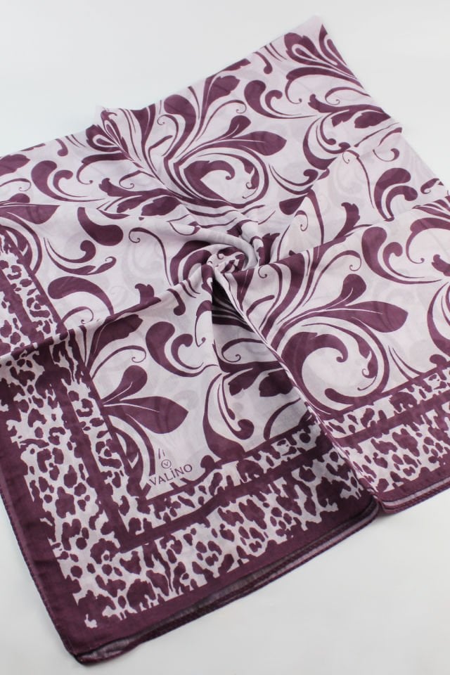 120x120 Lale Desenli Pamuklu Eşarp - Pembe