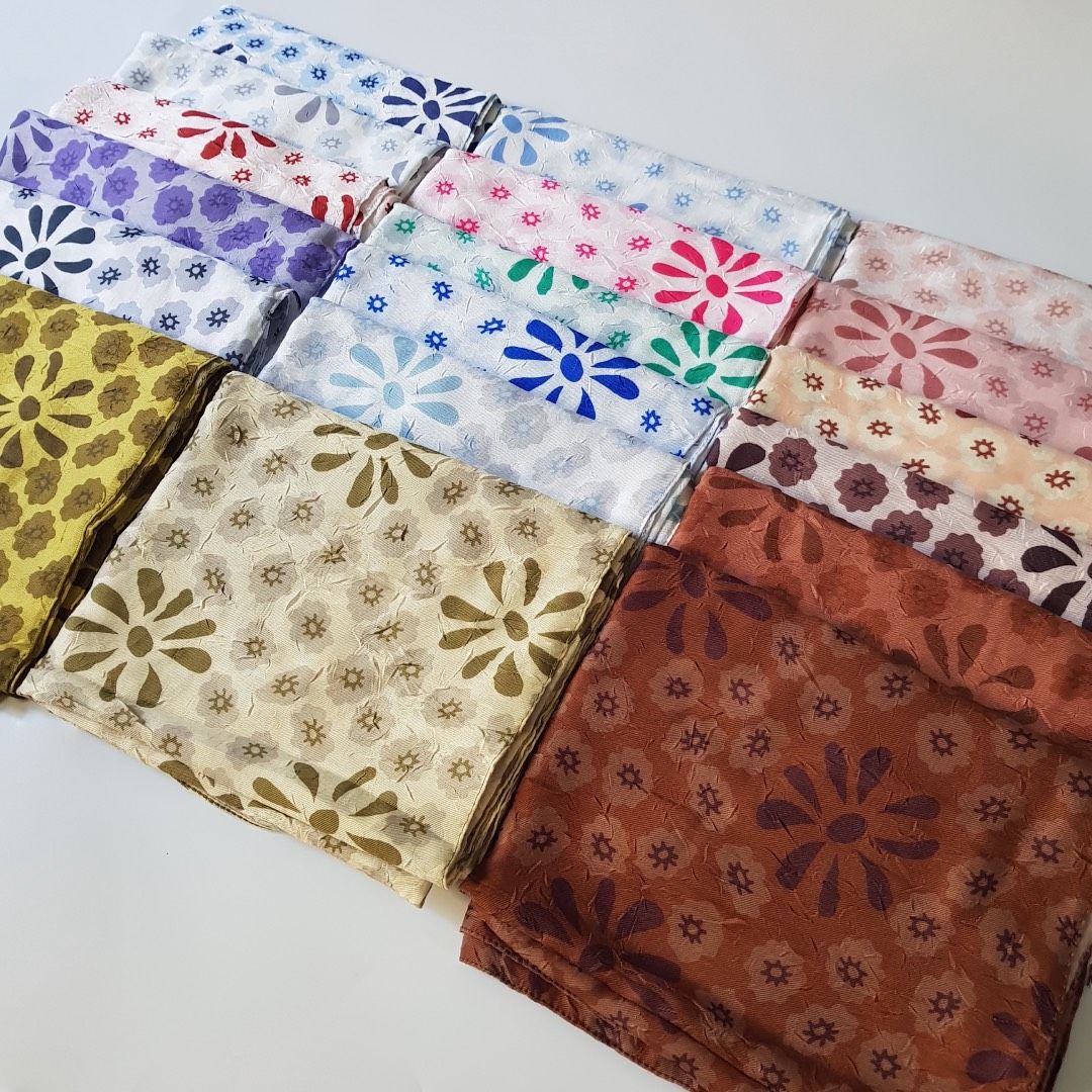 Vintage Papatya Desen Bambu Şal - Saks