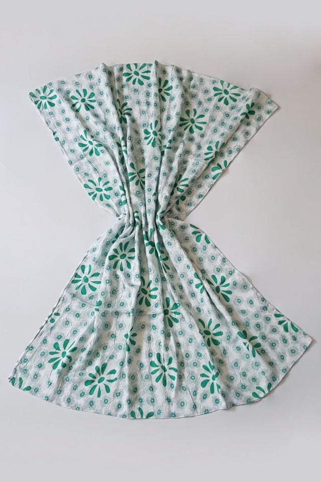Vintage Papatya Desen Bambu Şal - Yeşil