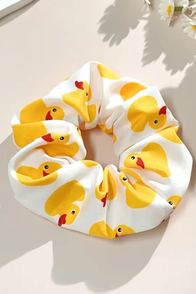 Çocuklar İçin Ördek Desenli Pamuklu Çocuk Lastik Tokası - Sarı