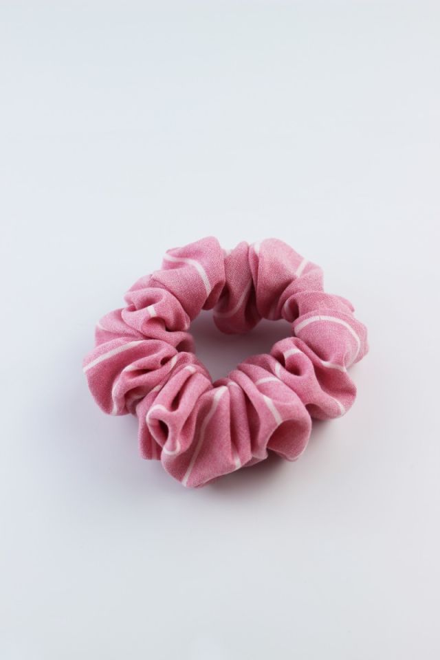 Çizgi Desenli Pamuklu Lastik Toka Simit Toka - Pembe