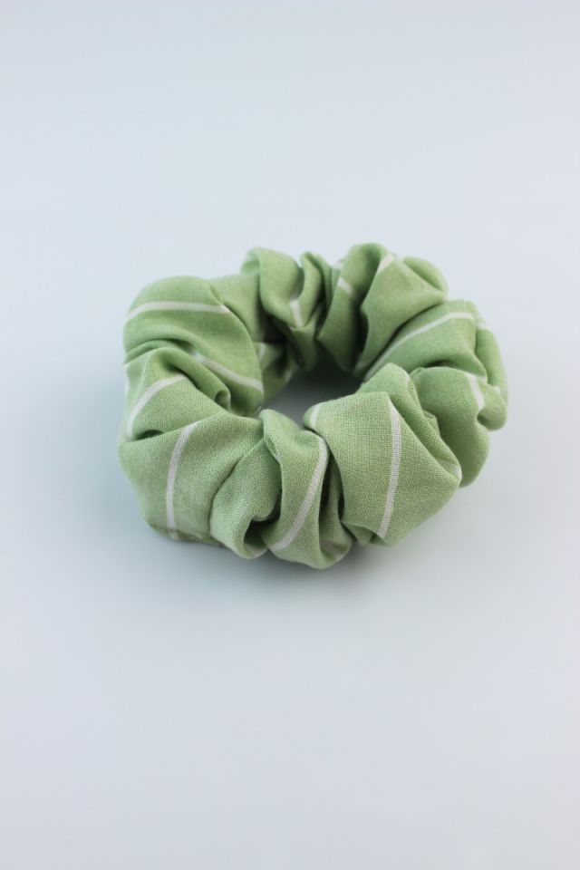 Çizgi Desenli Pamuklu Lastik Toka Simit Toka - Yeşil