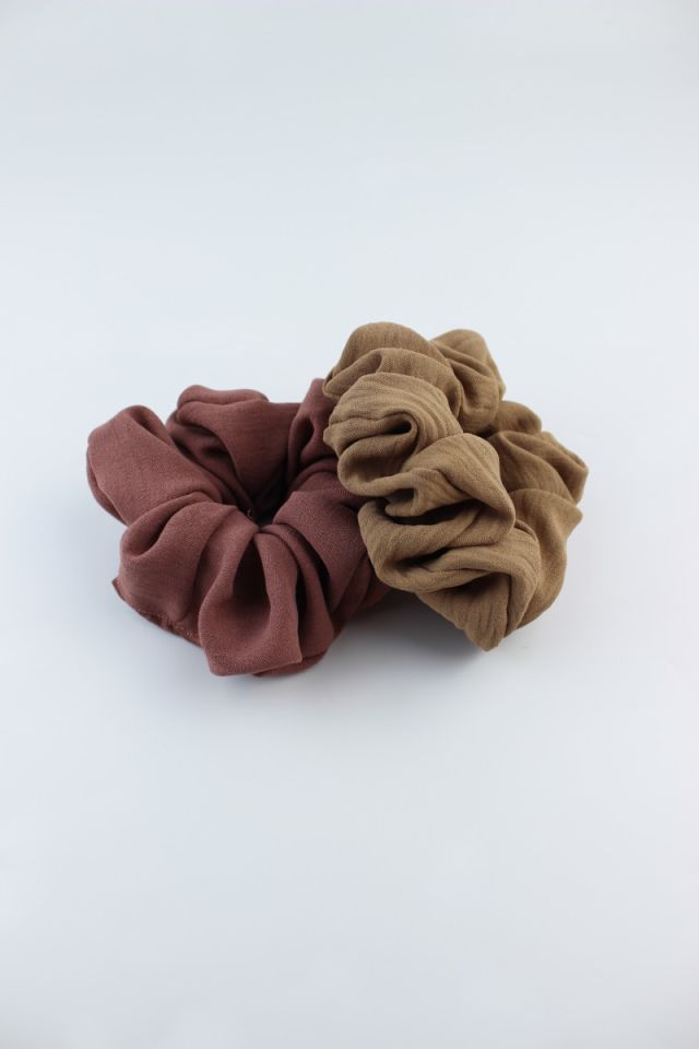 İkili Aerobin Jazz Kumaş Lastik Toka Seti Simit Toka - Pastel Kahve, Sütlü Kahve