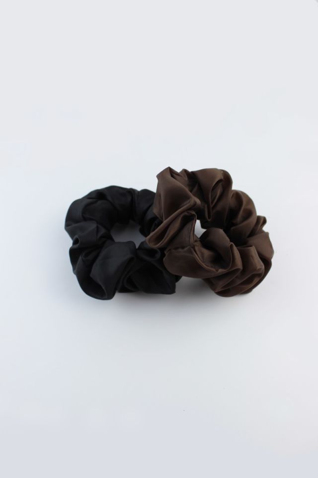 İkili Saten Kumaş Lastik Toka Seti Simit Toka - Siyah, Acı Kahve