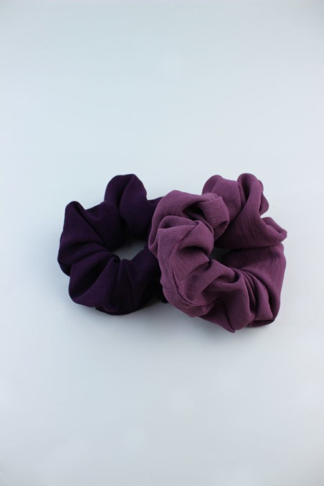 İkili Aerobin Jazz Kumaş Lastik Toka Seti Simit Toka - Mor, Böğürtlen