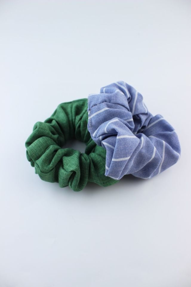 İkili Yumuşak Kumaş Lastik Toka Seti Simit Toka - Soft Yeşil, Mavi