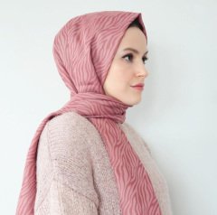 Zebra Desen Şal - Pembe