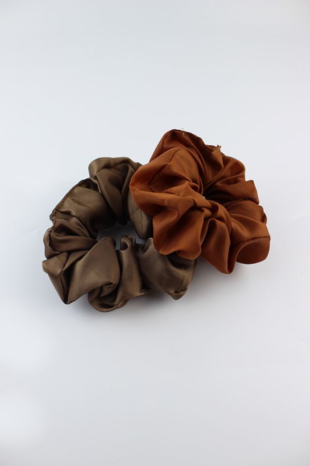 İkili Saten Kumaş Lastik Toka Seti Simit Toka - Tarçın, Kiremit