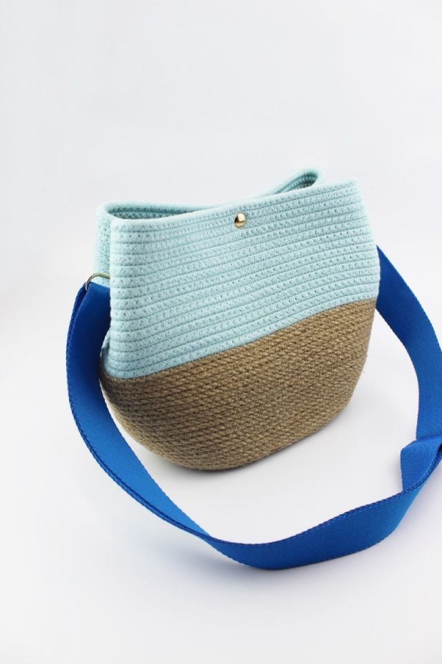 Çıtçıt Kapamalı Su Yeşili Hasır Kadın Omuz Çantası 26x21x11 Cm