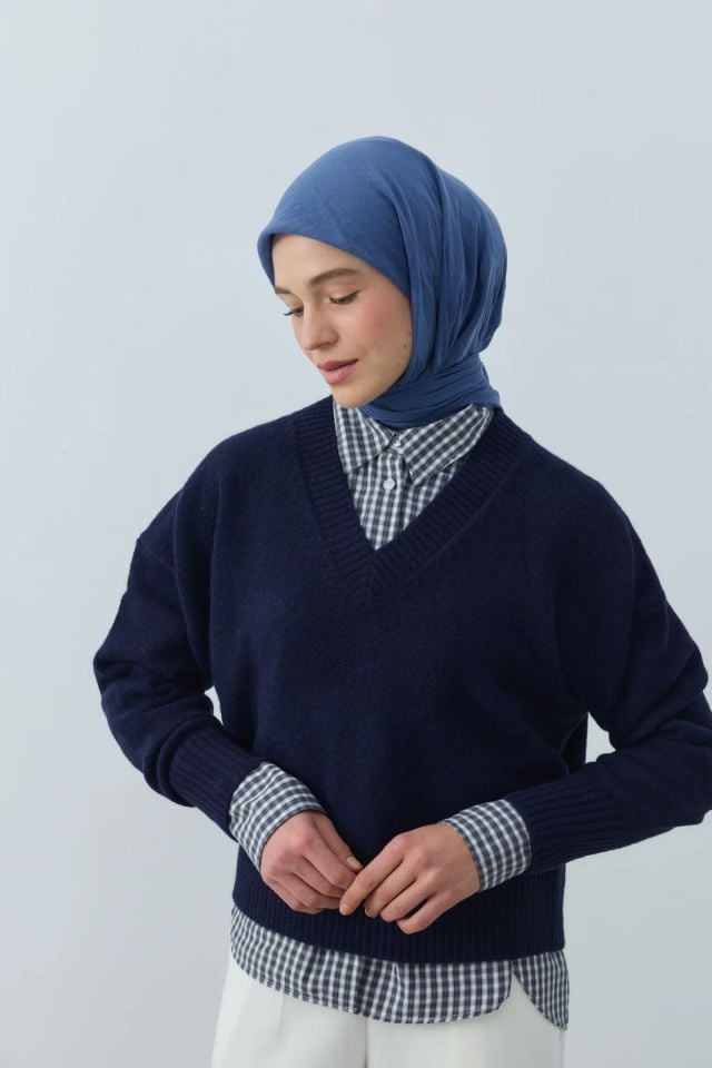 Aya Pamuk Eşarp - İndigo