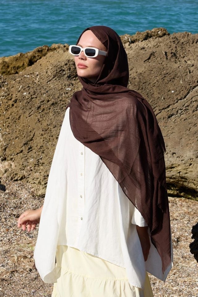 Aya Pamuk Şal - Acı Kahve