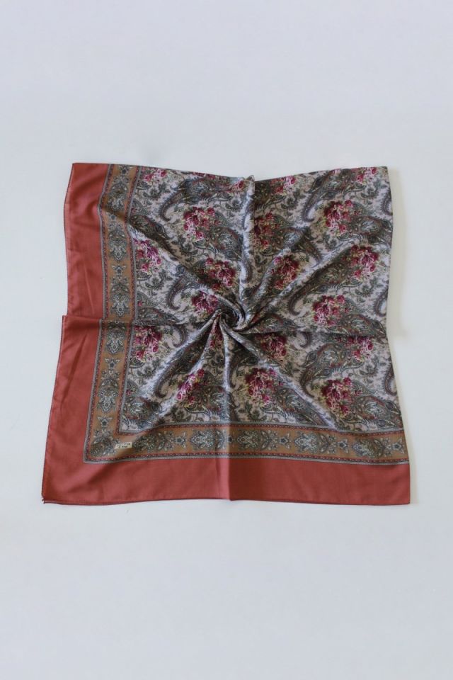 140x140 Şal Desen Pamuklu Şal Eşarp - Kiremit