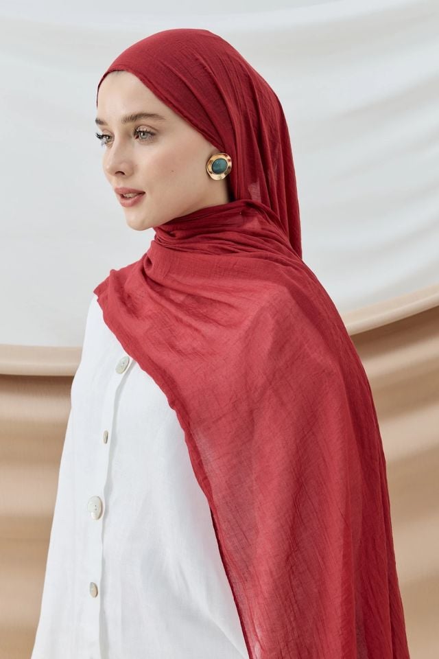 Aya Pamuk Şal - Nar Çiçeği