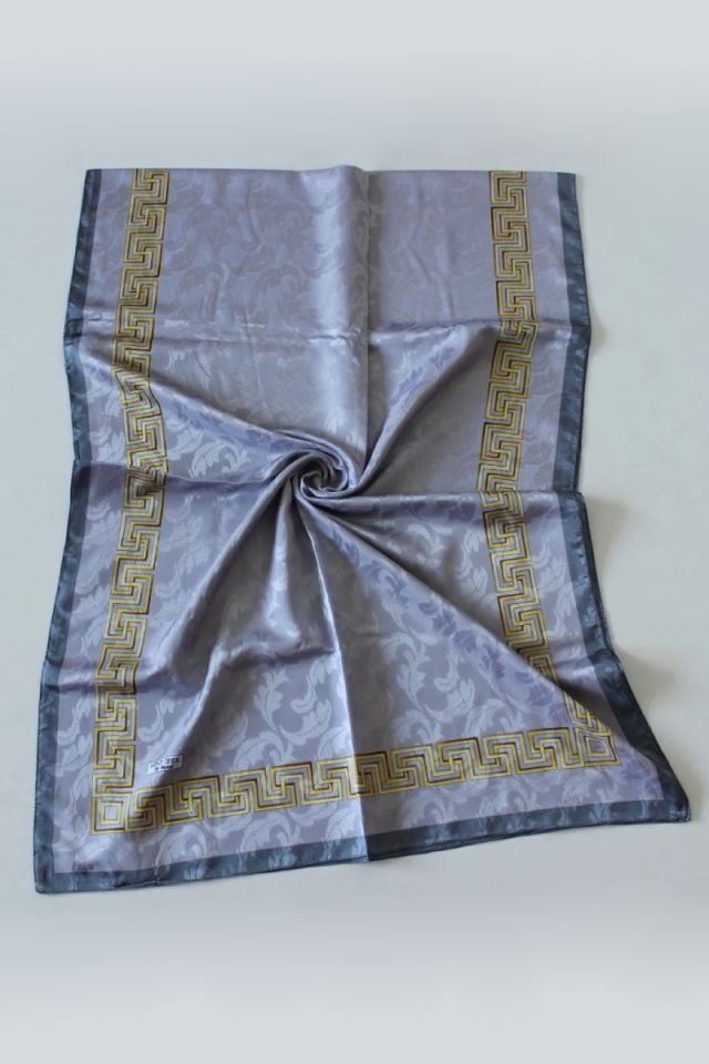 Hint İpek Monogram Star Şal - Gümüş