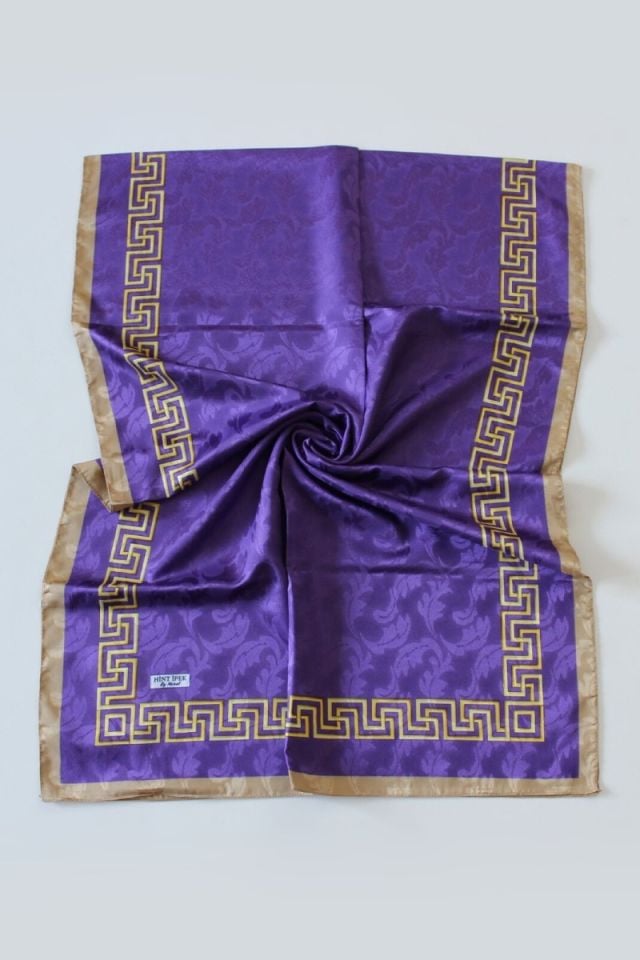 Hint İpek Monogram Star Şal - Mor