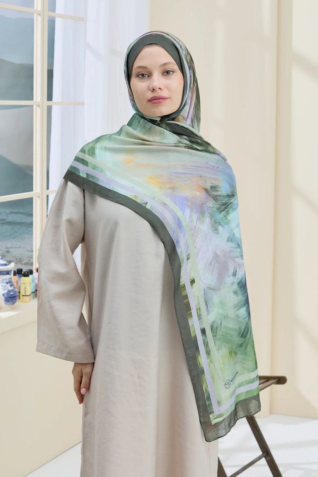 Ashira Desen Bambu Şal - Kamuflaj