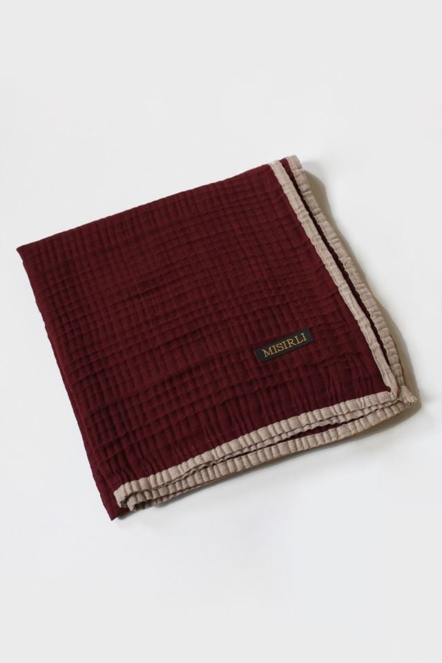 Müslin Biyeli Eşarp - Bordo