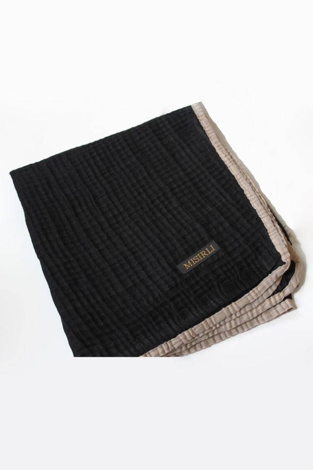 Müslin Biyeli Eşarp - Siyah