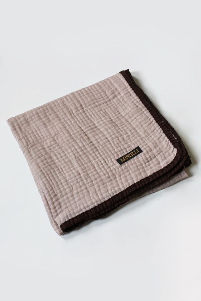 Müslin Biyeli Eşarp - Taş, Acı Kahve