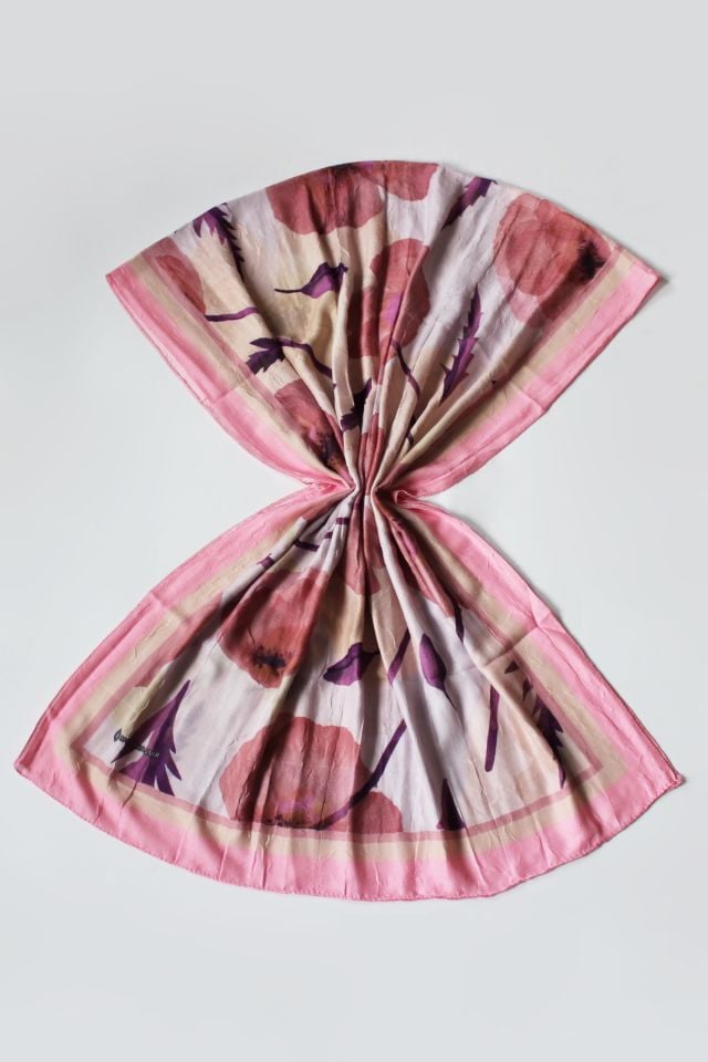 Gelincik Desen Bambu Şal - Pembe