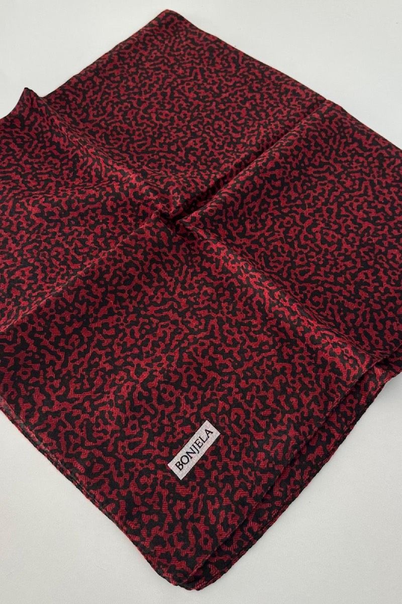 Leopar Desenli Angora Kışlık Pamuklu Eşarp - Bordo