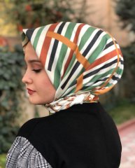 Dubai İpek Kaşmir Eşarp - Yeşi & Turuncu