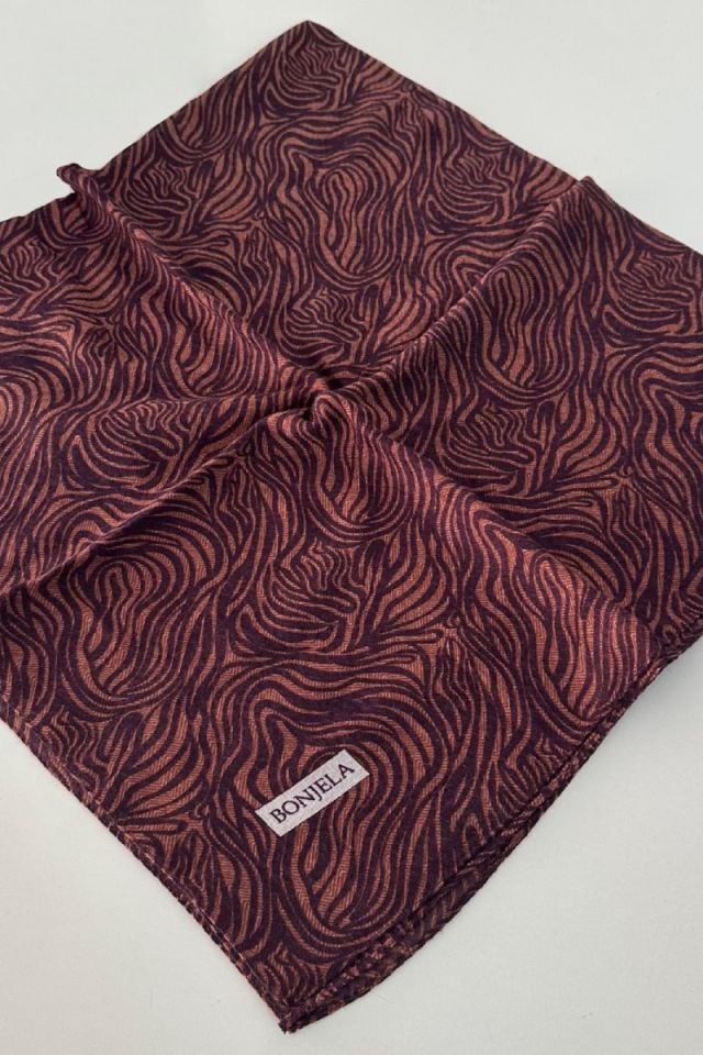 Zebra Desenli Angora Kışlık Pamuklu Eşarp - Kardinal