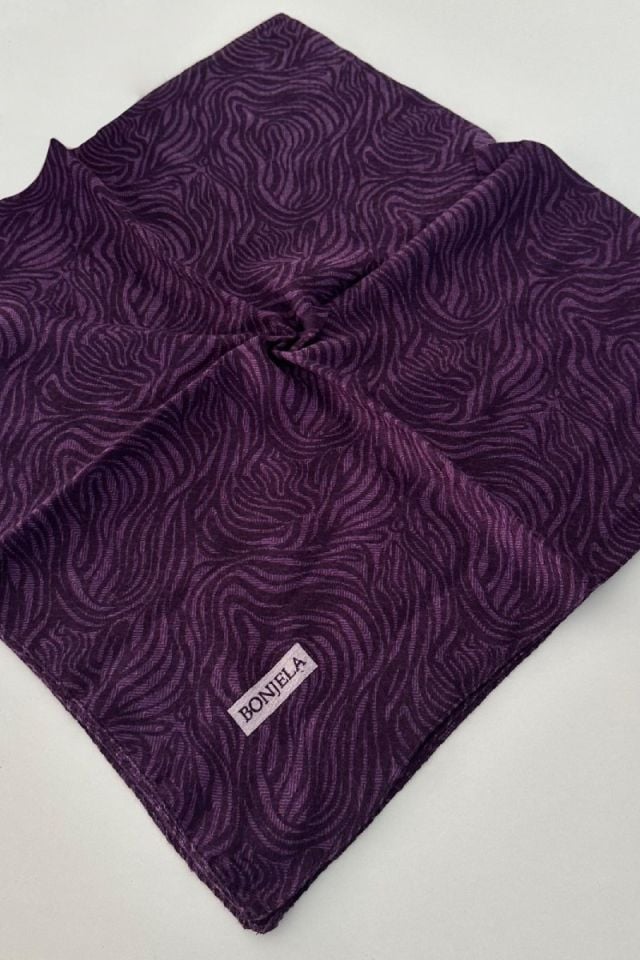 Zebra Desenli Angora Kışlık Pamuklu Eşarp - Mor
